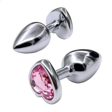 Load image into Gallery viewer, Pink Jewel Heart-Shaped Butt Plug With Vibrator BDSM
