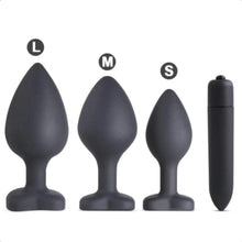 Charger l'image dans la galerie, Kit d'entraînement anal en silicone avec vibrateur supplémentaire 4 pièces BDSM