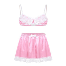 Lade das Bild in den Galerie-Viewer, Sissy-Dessous-Set aus Satin und Spitze