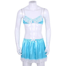 Lade das Bild in den Galerie-Viewer, Sissy-Dessous-Set aus Satin und Spitze