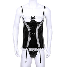 Lade das Bild in den Galerie-Viewer, 2-teiliges Dessous-Set aus Kunstleder