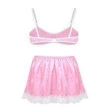 Lade das Bild in den Galerie-Viewer, Sissy-Dessous-Set aus Satin und Spitze