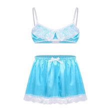 Lade das Bild in den Galerie-Viewer, Sissy-Dessous-Set aus Satin und Spitze