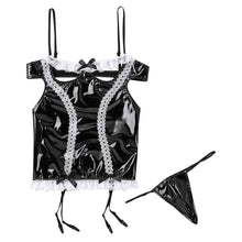 Lade das Bild in den Galerie-Viewer, 2-teiliges Dessous-Set aus Kunstleder