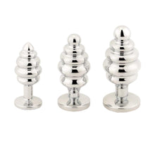 Load image into Gallery viewer, Silver Helix Jeweled Butt Plug 3-Piece Set BDSM