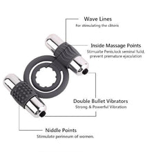 Load image into Gallery viewer, Delayed Orgasm Dual Vibrating Cock Ring BDSM