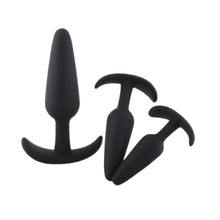 Load image into Gallery viewer, Sai-Shaped Black Silicone Butt Plug BDSM