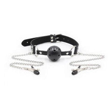 Load image into Gallery viewer, BDSM Black Ball Gag Nipple Clamp