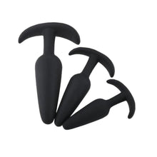 Load image into Gallery viewer, Sai-Shaped Black Silicone Butt Plug BDSM