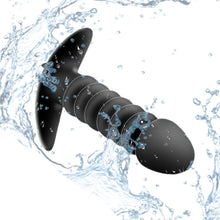 Load image into Gallery viewer, Vibrating Ribbed Torpedo Silicone Butt Plug