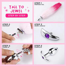 Load image into Gallery viewer, 18" Shapeable White With Purple Fox Tail Plug