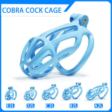 Charger l'image dans la galerie, Kit de cage de chasteté Cobra à rayures bleues de 1,77 à 4,13 pouces de long