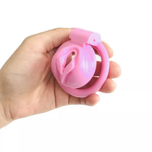 Pink Chastity Cage With 4 Rings
