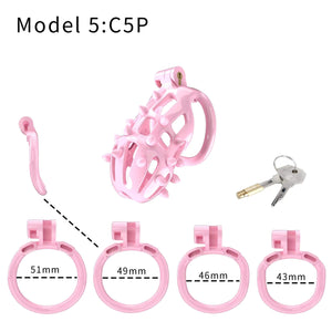 Pink Stripe Cobra Chastity Kits with Spikes pegs