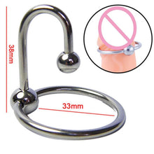 Load image into Gallery viewer, Stainless Cock Ring Urethral Plug BDSM