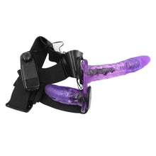 Lade das Bild in den Galerie-Viewer, Stilvoller violetter, doppelseitig vibrierender Strap-On BDSM
