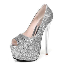 Lade das Bild in den Galerie-Viewer, „Sissy Stephanie“ Peep-Toe-Glitzerpumps
