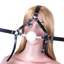 Load image into Gallery viewer, Head Harness Open Mouth Ball Gag Leather