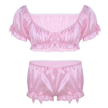 Load image into Gallery viewer, Silky Crop Top Lingerie Set