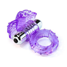 Load image into Gallery viewer, Purple Vibrating Butterfly Cock Ring BDSM