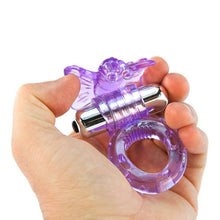 Load image into Gallery viewer, Purple Vibrating Butterfly Cock Ring BDSM
