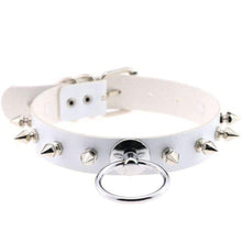 Charger l'image dans la galerie, Collier en cuir à pointes de couleur gothique