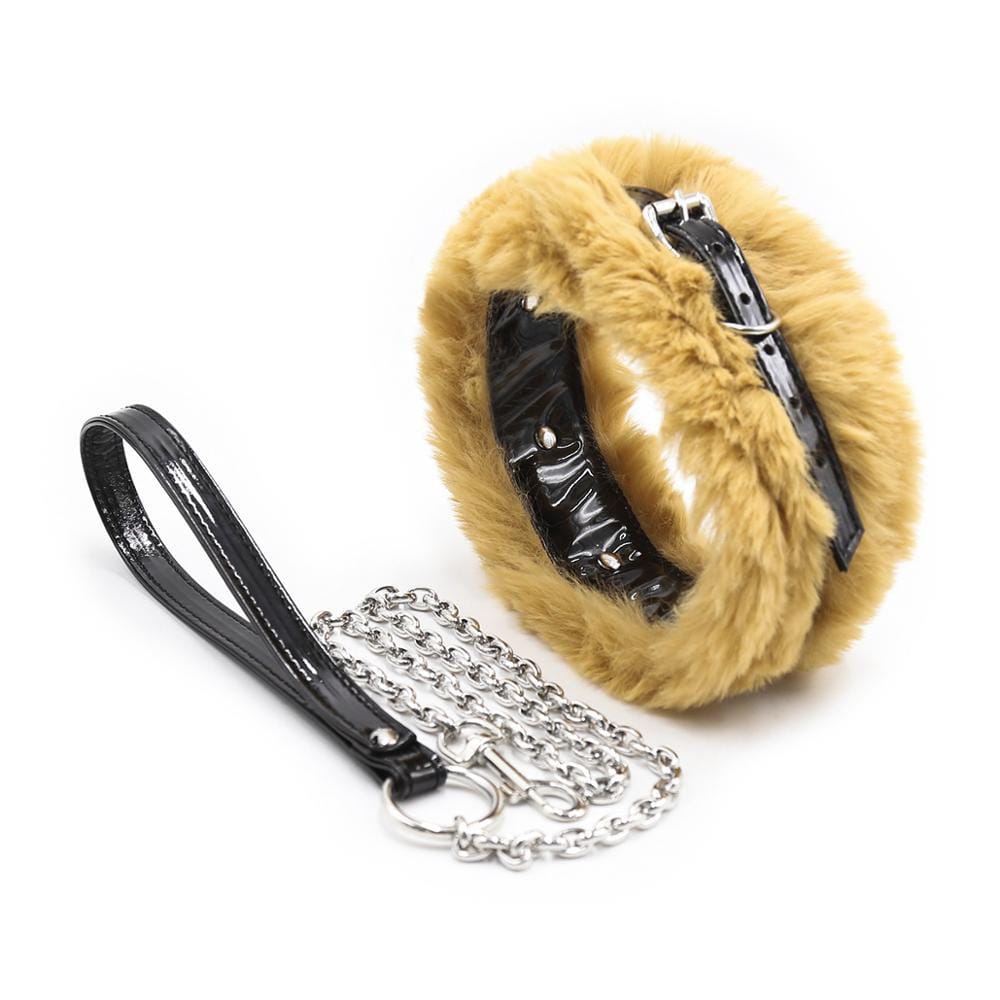 Fetisch-Halsband mit schickem Pelz-Bondage-Motiv  sissyloving