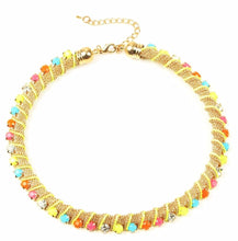 Charger l'image dans la galerie, Collier ras du cou incrusté de bijoux et collier coloré