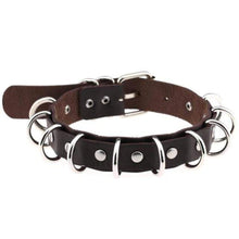 Charger l'image dans la galerie, Collier ras du cou BDSM fait main en cuir double