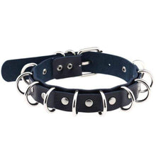Charger l'image dans la galerie, Collier ras du cou BDSM fait main en cuir double