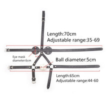 Load image into Gallery viewer, New Blindfold and Hard Ball Gag Harness