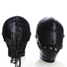 Load image into Gallery viewer, Black Bondage BDSM Mask Fetish Hood With Gag