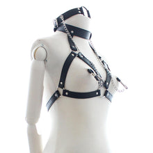Load image into Gallery viewer, BDSM Leather Nipple Clamp Bra