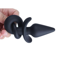 Load image into Gallery viewer, Black Silicone Dog Tail Butt Plug 11 Inches Long BDSM