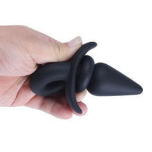 Load image into Gallery viewer, Black Silicone Dog Tail Butt Plug 11 Inches Long BDSM