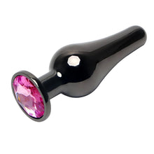 Load image into Gallery viewer, Gunmetal Pear-Shaped Jeweled Metal Butt Plug BDSM