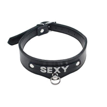 Charger l'image dans la galerie, Collier d'esclave BDSM en cuir avec bijoux