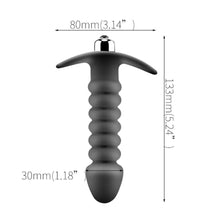 Load image into Gallery viewer, Vibrating Ribbed Torpedo Silicone Butt Plug