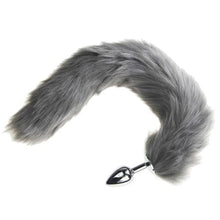 Load image into Gallery viewer, Furry Gray Cat Tail Butt Plug 16 Inches Long BDSM