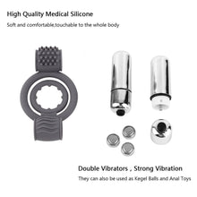 Load image into Gallery viewer, Delayed Orgasm Dual Vibrating Cock Ring BDSM