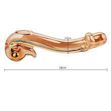 Load image into Gallery viewer, Coloured Glaze Curved Glass Dildo
