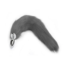 Load image into Gallery viewer, Furry Gray Cat Tail Butt Plug 16 Inches Long BDSM
