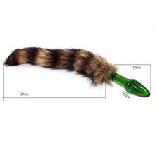 Load image into Gallery viewer, Glass Crystal Raccoon Tail Butt Plug 17 inches long BDSM