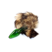 Load image into Gallery viewer, Glass Crystal Raccoon Tail Butt Plug 17 inches long BDSM