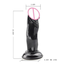 Load image into Gallery viewer, Black Silicone Dildo With Suction Cup