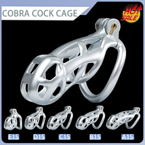 Silver Cobra Chastity Cage Kit 1.77 To 4.13 Inches Long