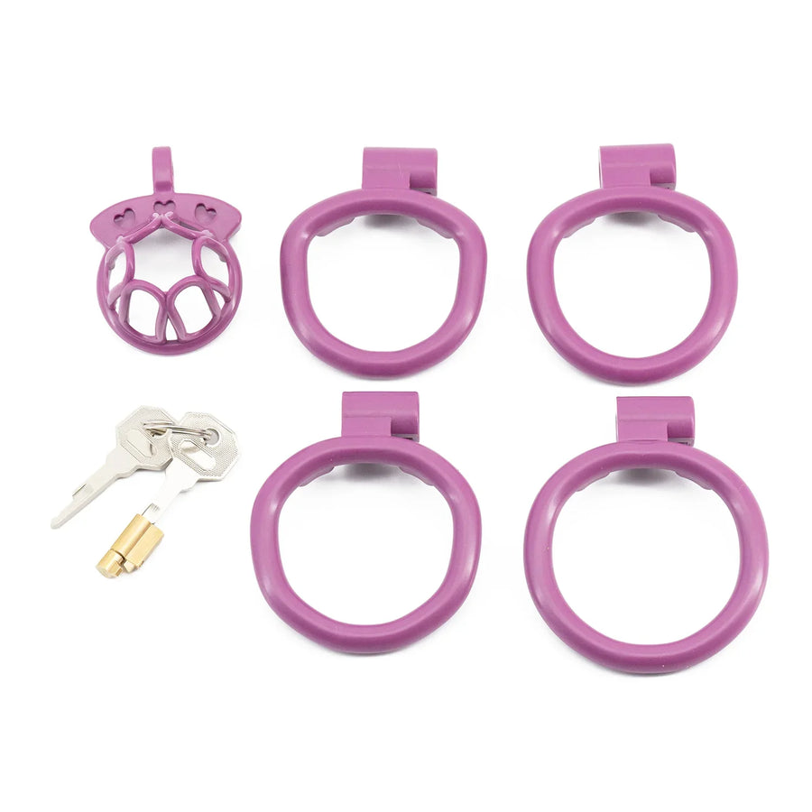 Cute Sissy Chastity Cage With 4 Rings, gallery view 4