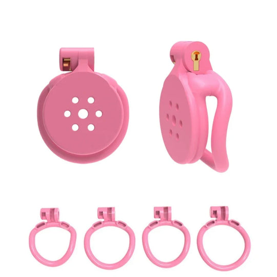 Pink Flat Chastity Cage size guide, gallery view 1