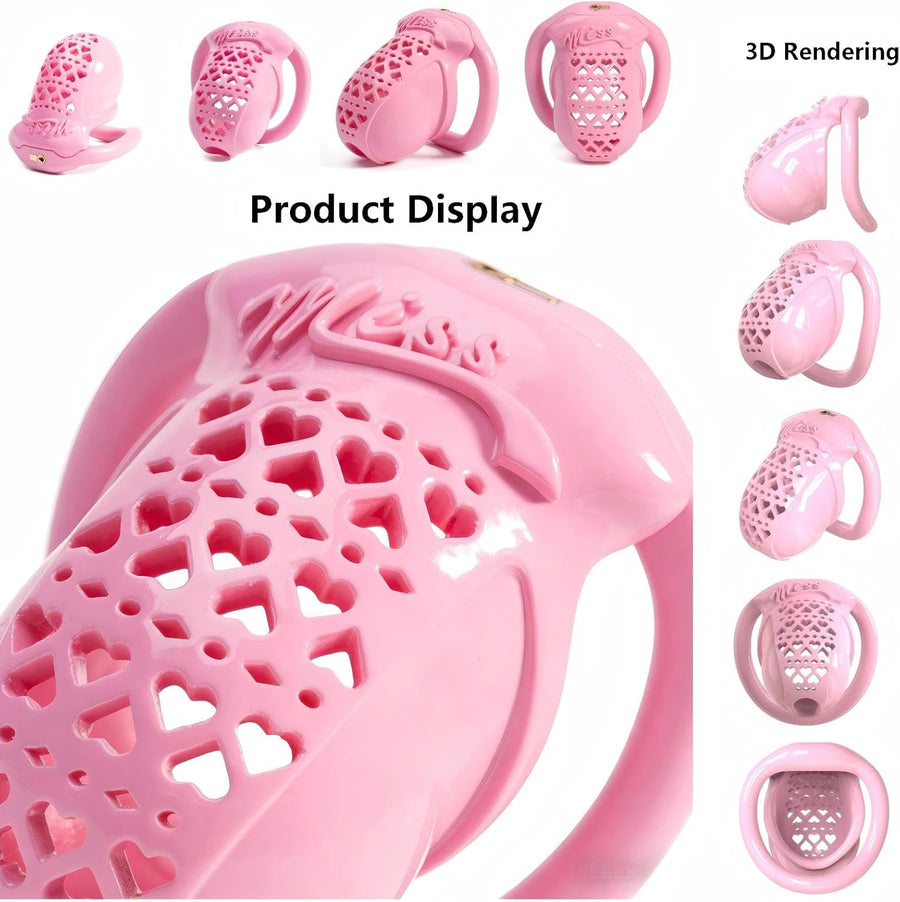 Sissy Chastity Cage with 4 Ring Sizes size guide, gallery view 2