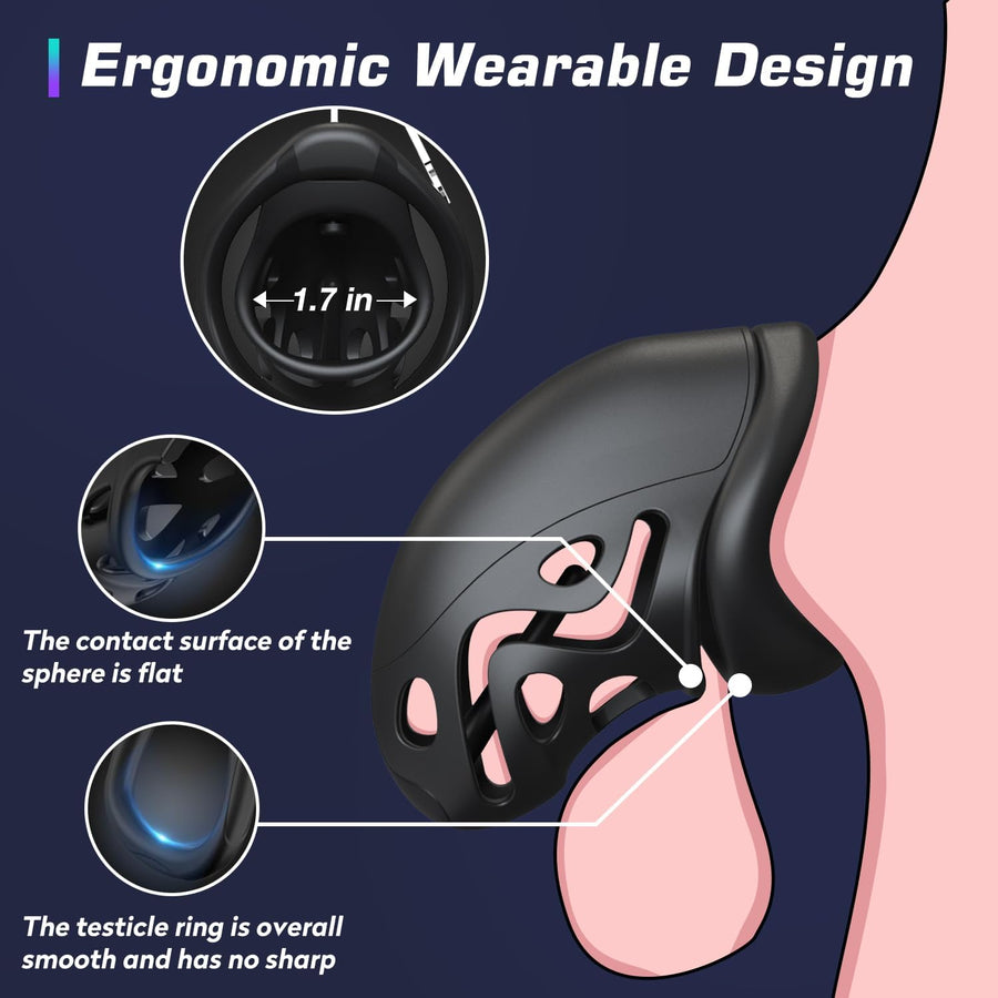 3D Chastity Device with 3 Sizes Rings, gallery view 3